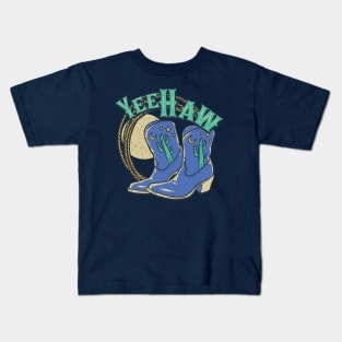 YeeHaw - These Boots Were Made for Walking | Blue Cowboy Boots Desert Night Moon Kids T-Shirt